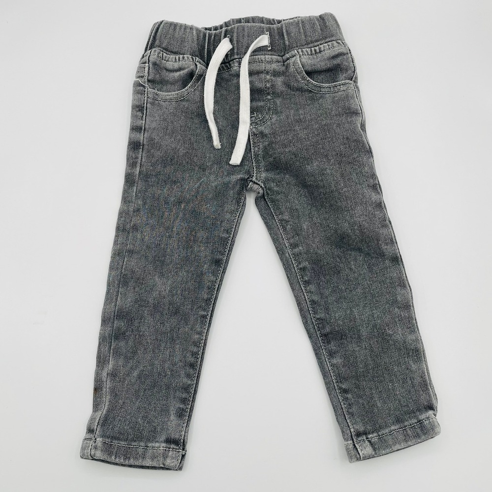 Little Bipsy Gray Acid Wash Denim Pants Joggers Elastic Waist 12-18M Toddler EUC